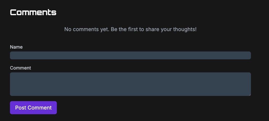 Bolt AI created a stylish comments section in Nuxt