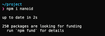 Terminal command to install nanoid